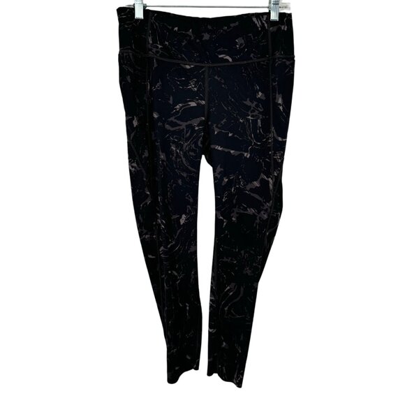 Athleta Black Marble Print Leggings M - Picture 2 of 14